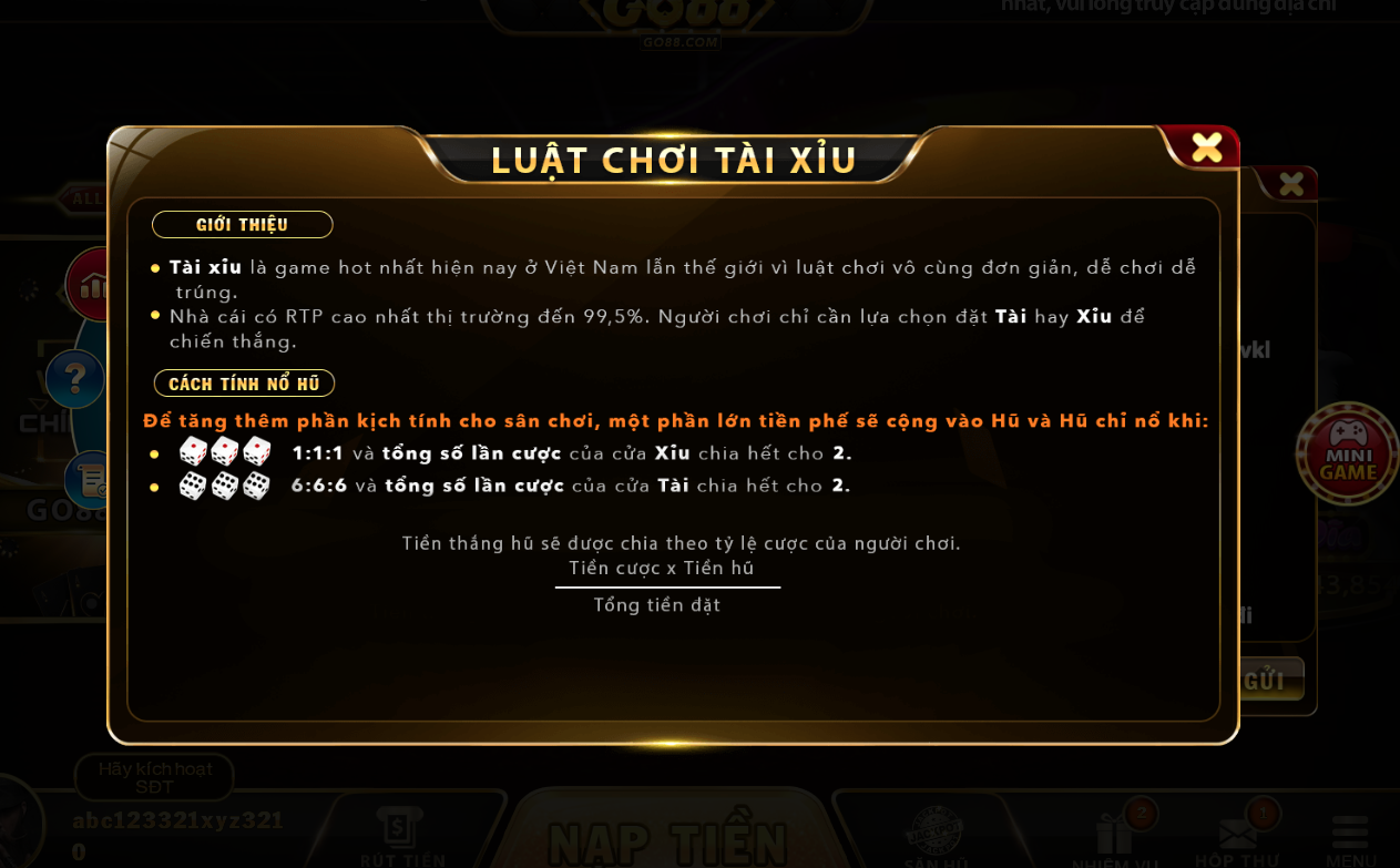 tài xỉu tại go88 1