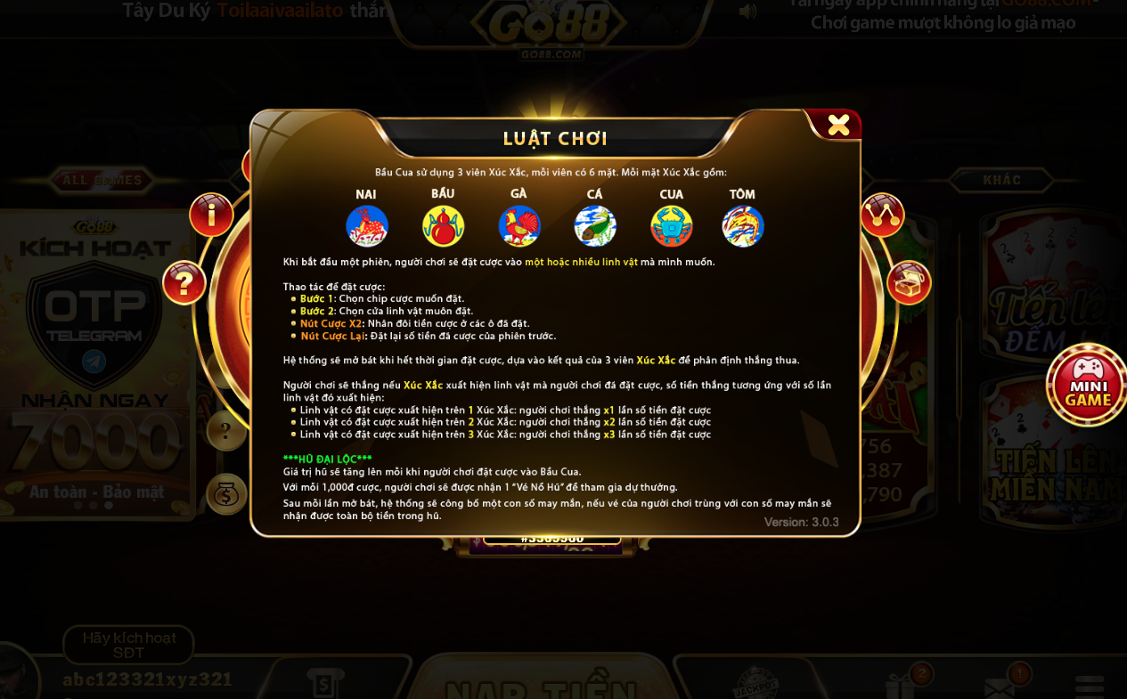 mini bầu cua tại go88